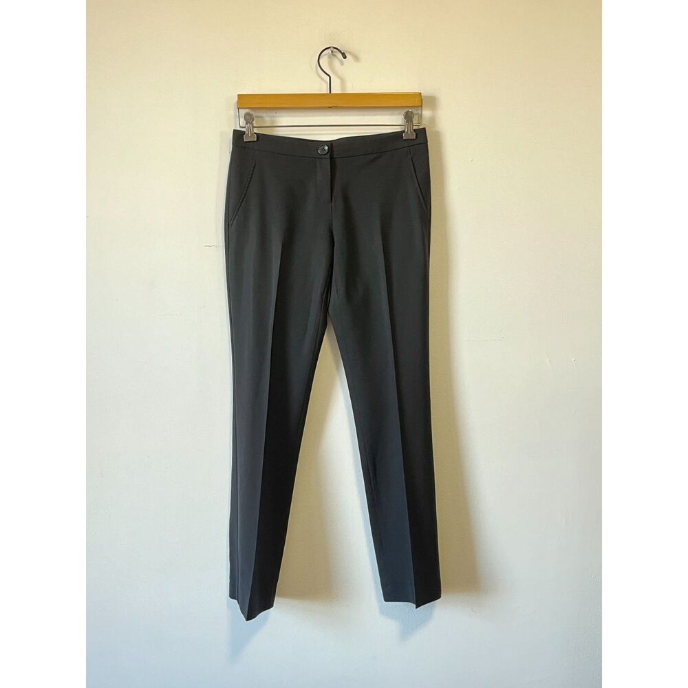 2000s Theory Ultra Low Rise Straight Skinny Leg Pants Black Front Crease Size 4